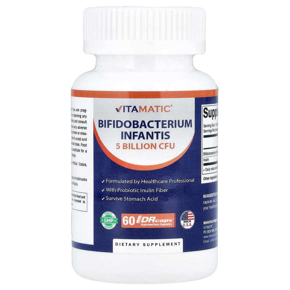 Vitamatic, Bifidobacterium infantis, 60 капсул DRcaps® из гипромеллозы
