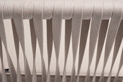 "Касабланка" диван 2-местный плетеный из роупа, каркас алюминий белый муар, роуп бежевый 20мм, ткань бежевая 15052