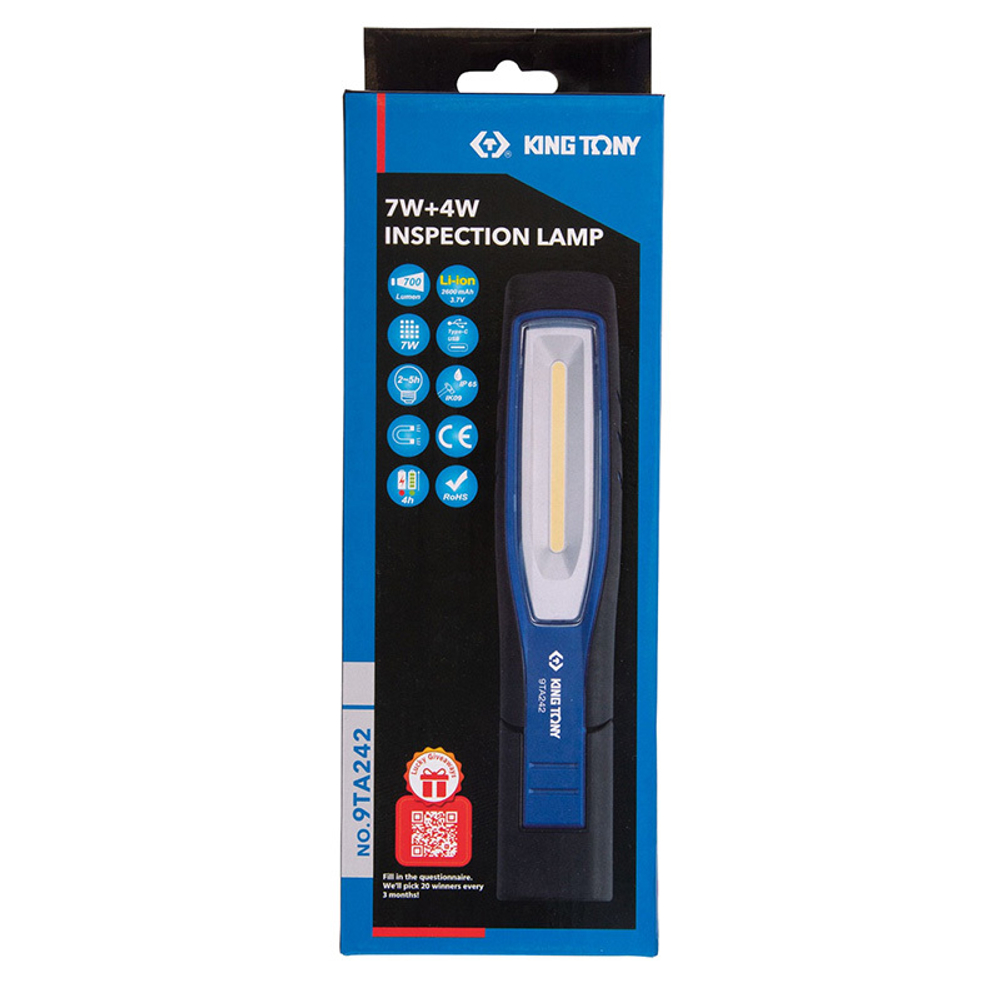 KING TONY (9TA242A) Фонарь светодиодный, шарнирный, магнит, Li-Ion, 700 люмен