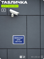 Табличка для парковки "Минимальный штраф 5000 руб", для дома, офиса, организаций, 40х30 см, Silver Plane x Айдентика Технолоджи