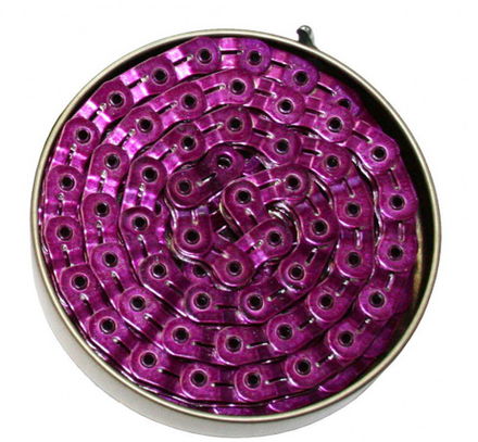 Цепь 1/2"x1/8", 100зв., фиолетовая, ВМХ,cуперлегкая, усилие разрыва - 1300кг; в металлич.¶банке. MK