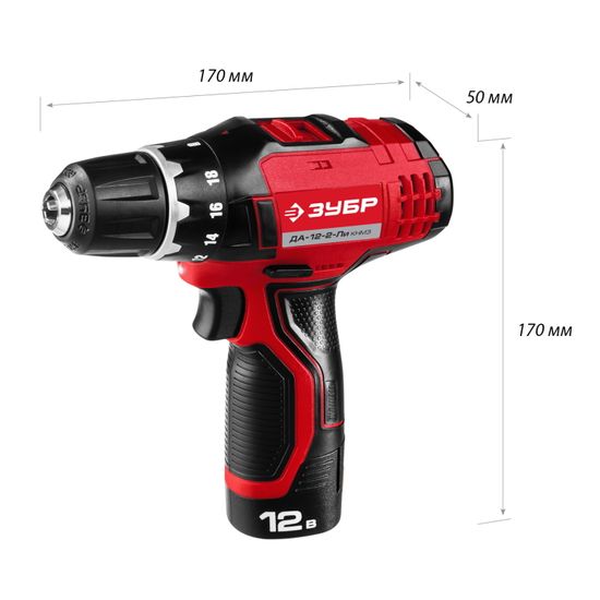 Аккумуляторный шуруповерт "ЗУБР" ДА-12-2-Ли КНМ3