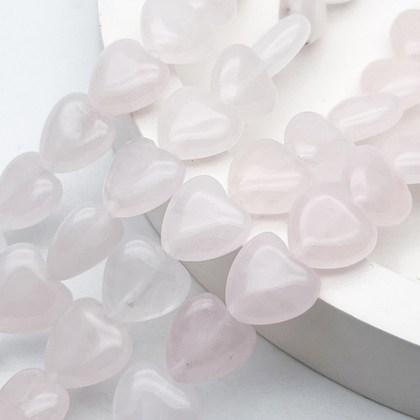 Розовый кварц бусины, сердце, размер около 12 мм, цена за 8 шт (1/4 нити)