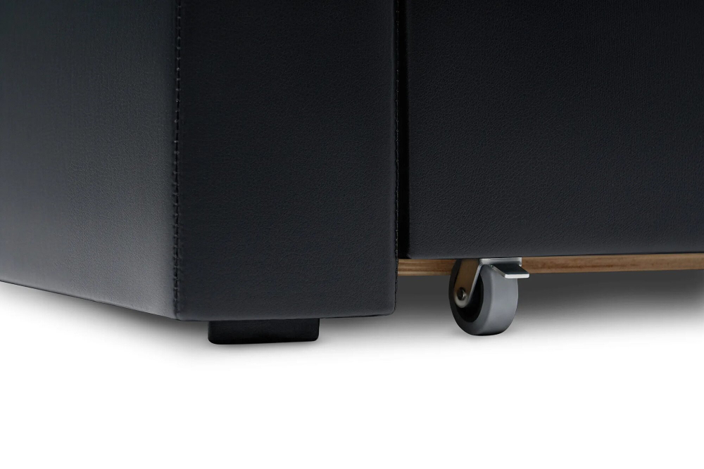 Диван-кровать Сантана, рогожка/экокожа, серый/чёрный, аккордеон