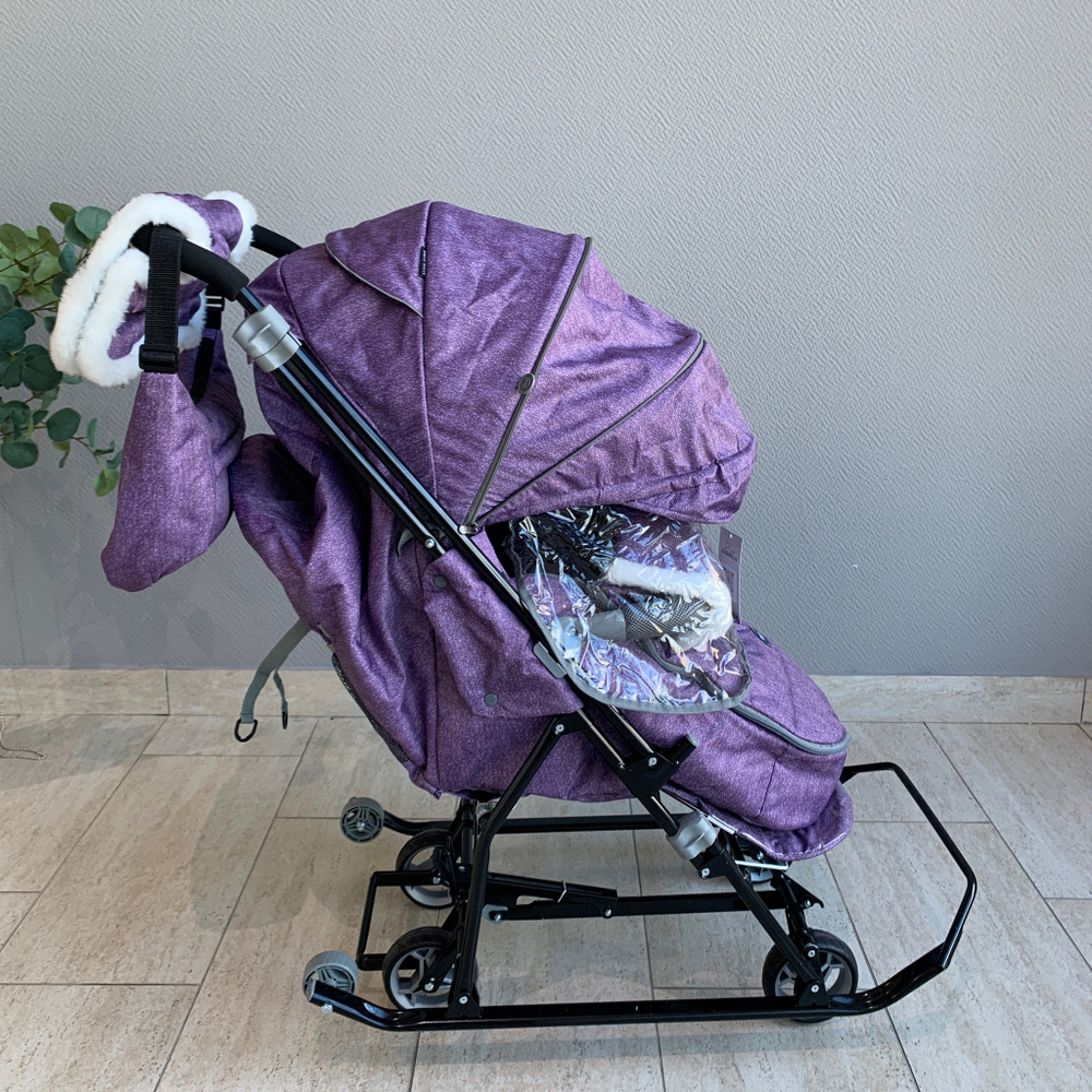 Коляска комбинированная «Наши детки» 6 баклажан с полоской (арт. НДТ6/6)