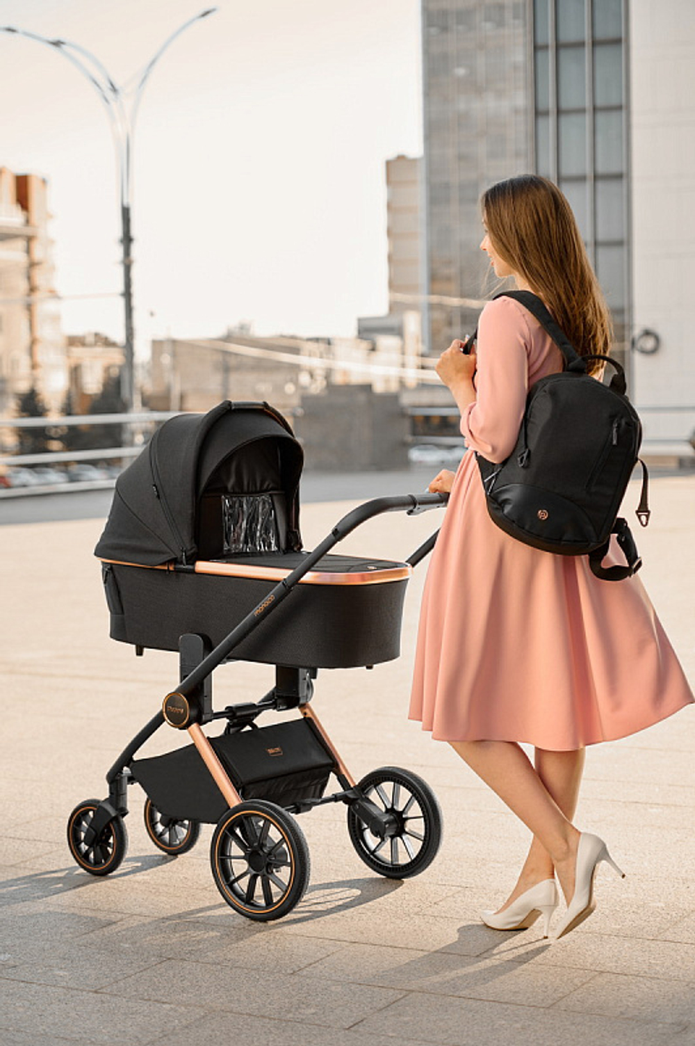 Детская коляска Peppy Monaco 2 в 1 Black (черный), рама черная матовая