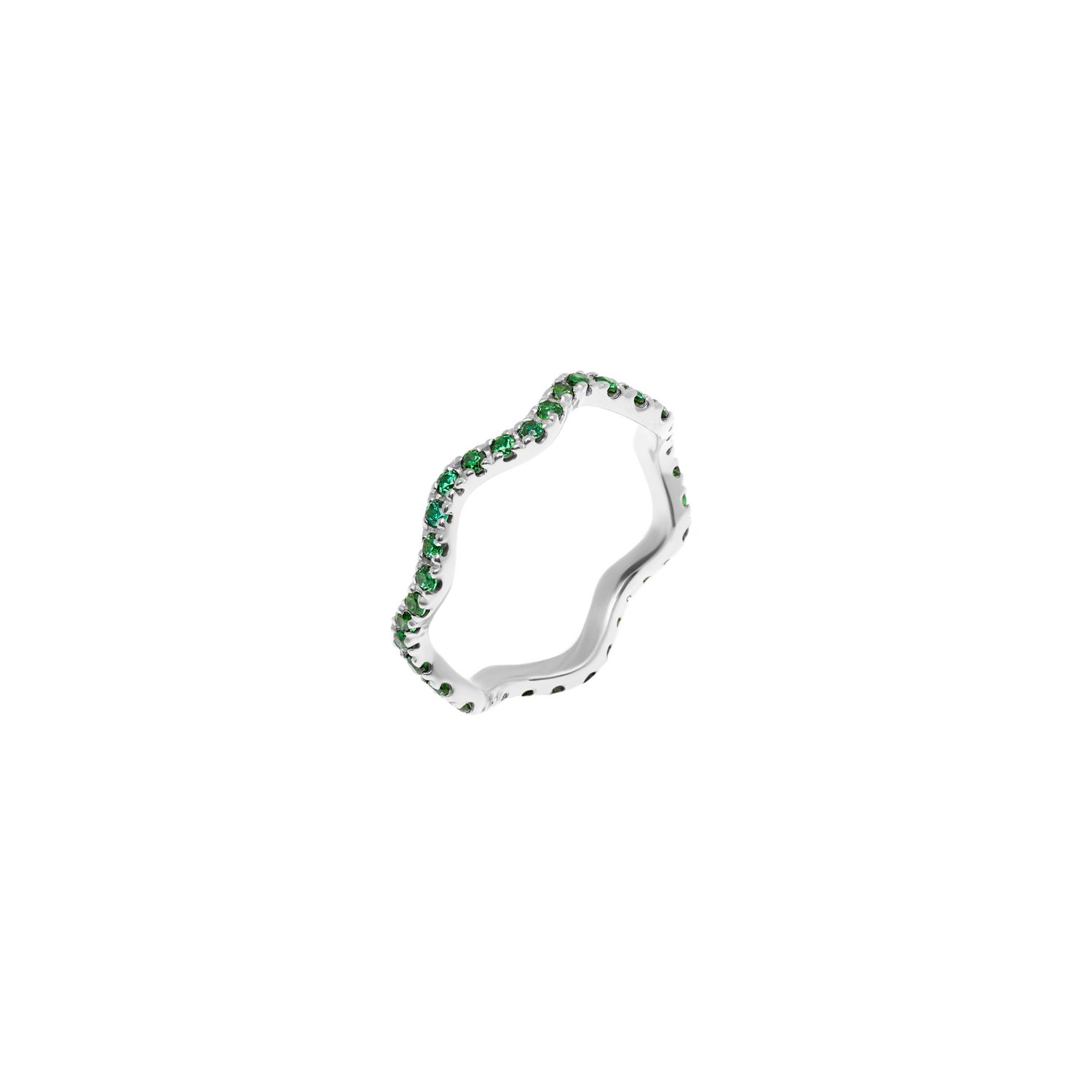 Кольцо Wave Pave Ring – Silver Green