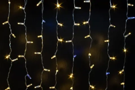 Светодиодный занавес 300 холодных белых LED ламп, 2*1.5 м., мерцание, прозрачный провод ПВХ, Teamprof (TPF-CS2*1.5F-CT/W)