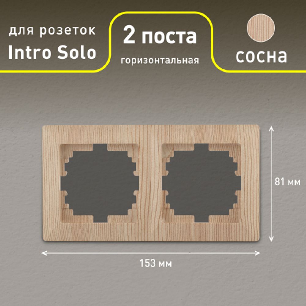 Рамка для розеток и выключателей Intro Solo 4-502-11 на 2 поста, СУ, Solo, сосна