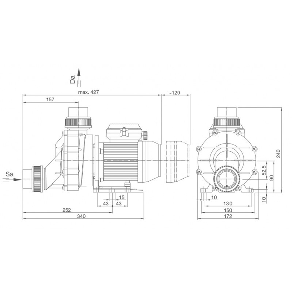 Насос BADU 45/16, без префильтра, 16 м³/ч, 1,2 кВт, 220В