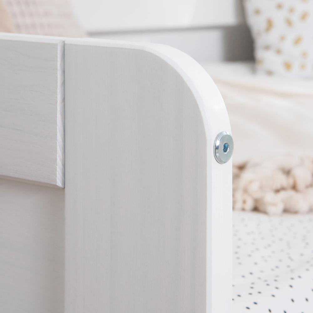 Кровать, 90х200, Бонни, детская, из сосны с выдвижным спальным местом и 2 основаниями, белая, Dipriz