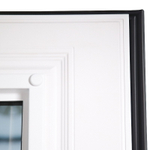 Стальная дверь "Цаворит" с окном и лазерной резкой (терморазрыв 3к). Заказная модель.