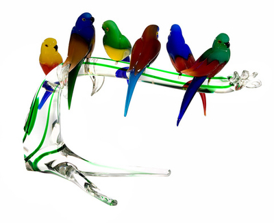 Ветка с 6 попугайчиками