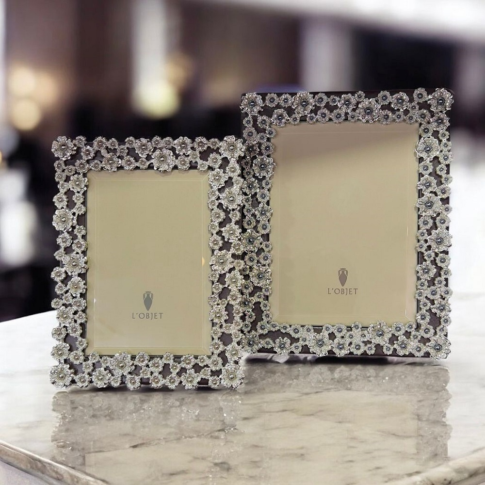 Рамка для фото 10х15 см Цветы платина S L'objet