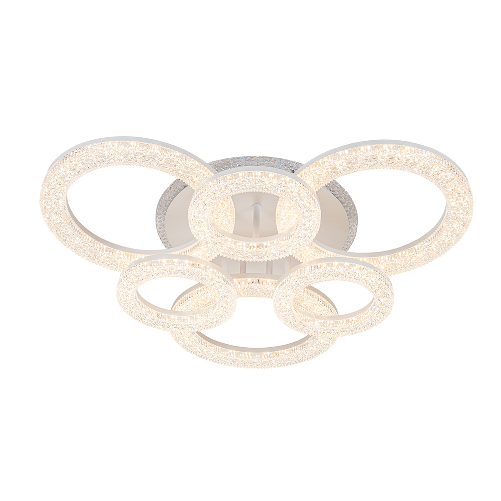 Потолочный светодиодный светильник 182Вт, 10796Лм, 3000-6500К, Ra>80,  плавная регулировка мощности, изменение цветовой температуры, ночник,  металл/акрил, белый