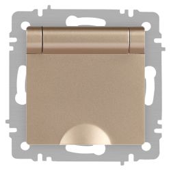 Розетка Intro Accent 6-203-04 2P+E Schuko с крышкой 16А-250В IP20 СУ AL/CU шампань | Intro