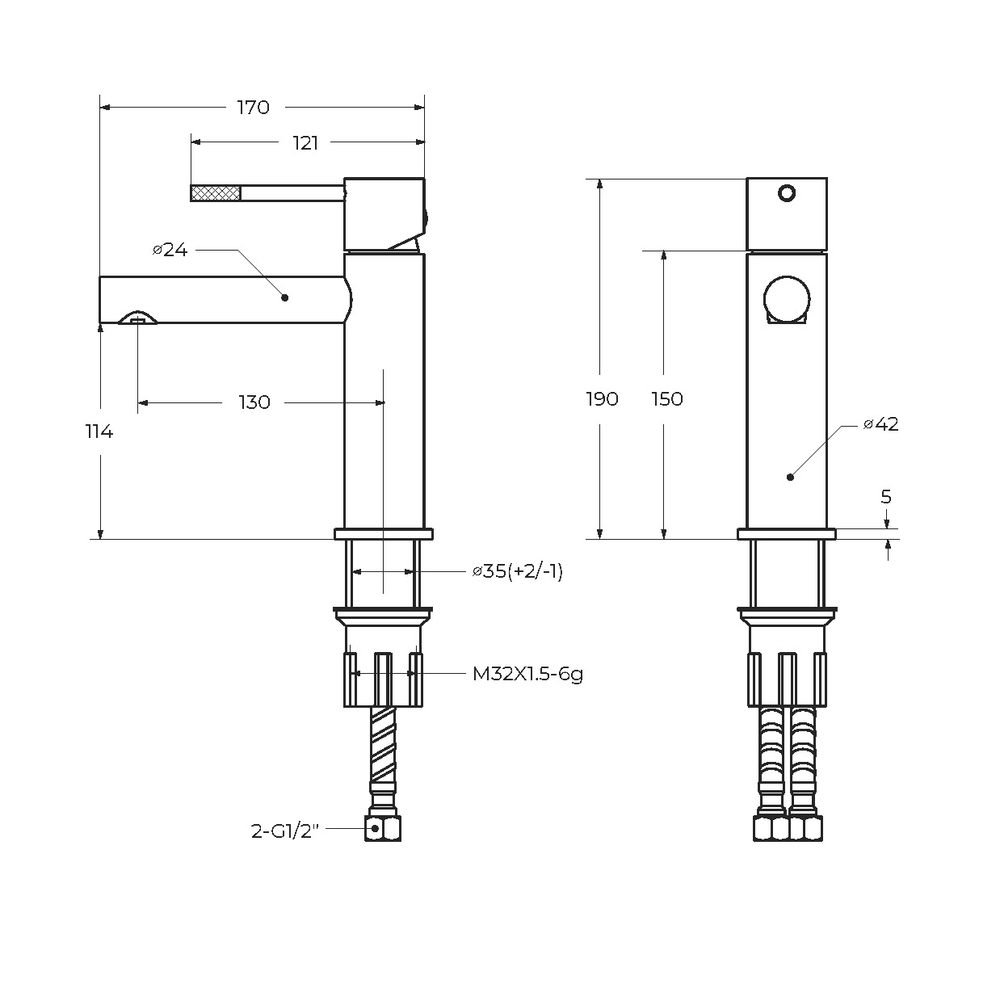 Cмеситель для раковины CEZARES RELAX-LS2-IN с донным клапаном