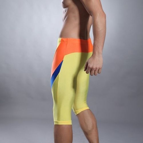 Мужские бриджи желтые с оранжевой вставкой Superbody Yellow 19511