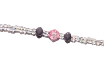 Цепочка бисер белая с розовым перламутр 109, 60 см