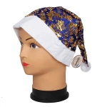 Колпак новогодний синий «Узоры» 28*38см