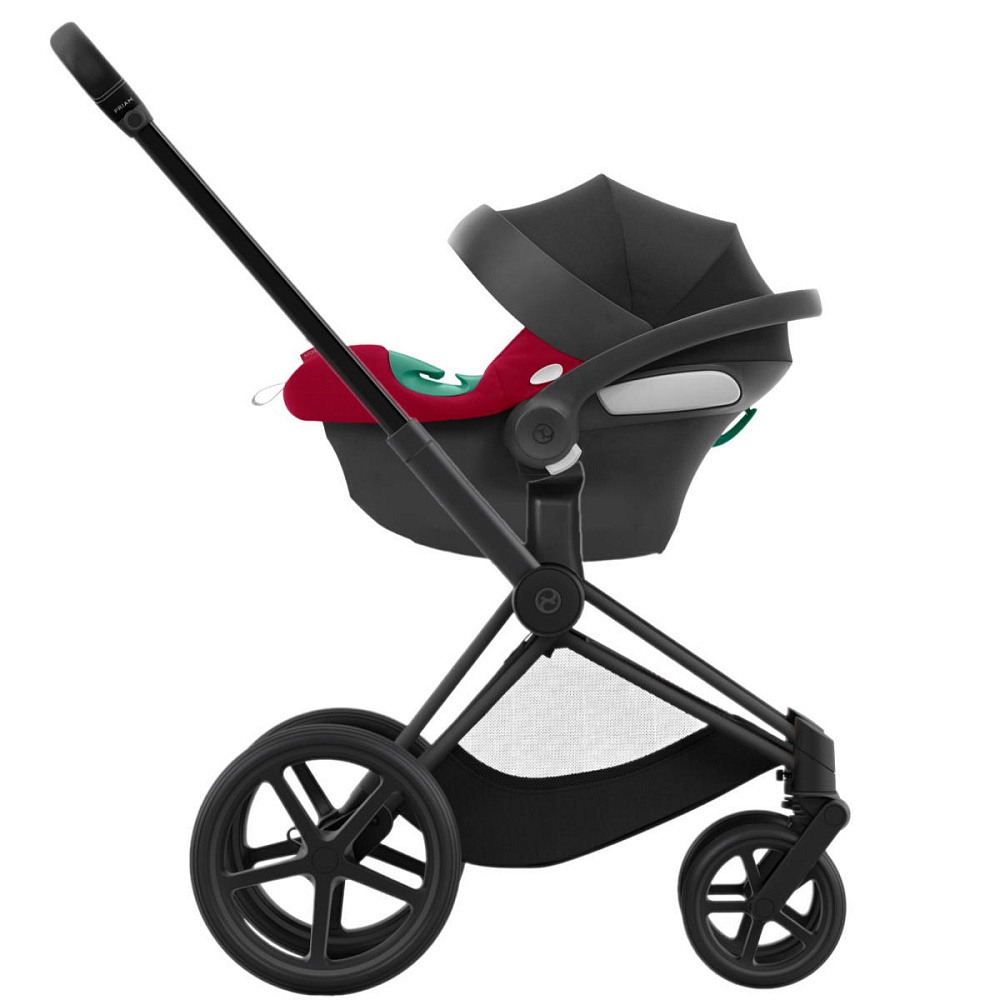 Коляска 3 в 1 Cybex Priam IV Matt Black complete и автокресло Aton B2 i-Size Dynamic Red Sepia Black