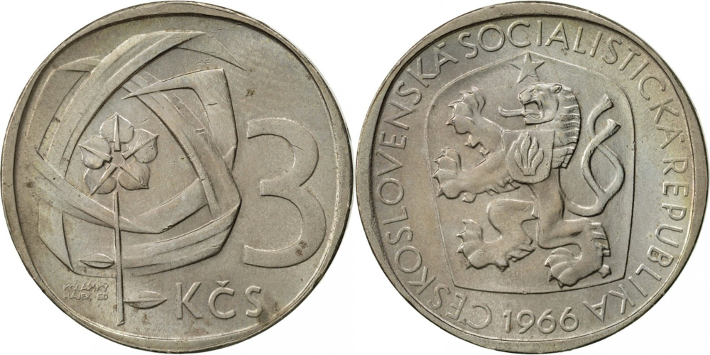 Чехословакия 3 кроны, 1965-1969 Лев XF