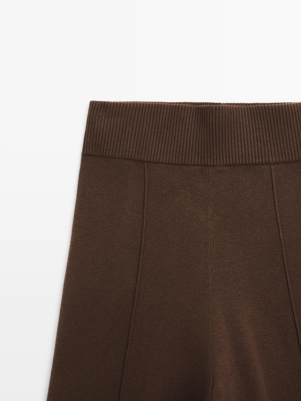 Massimo Dutti Широкие трикотажные брюки с декоративными швами, карамельный