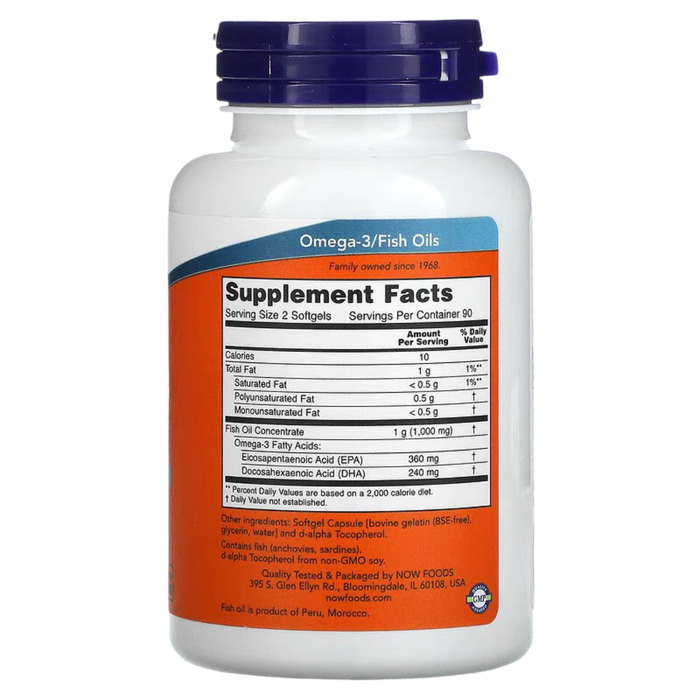 Омега-3 жирные кислоты, NOW Omega-3 Mini Gels, 180 капсул 2