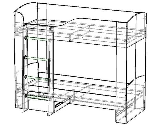 Кровать ЛАВОРО-2   1800-700 /1832*1646*918/ белый / анкор белый
