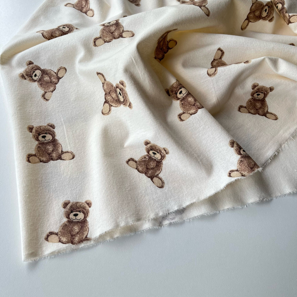 Фланель Мишки на креме