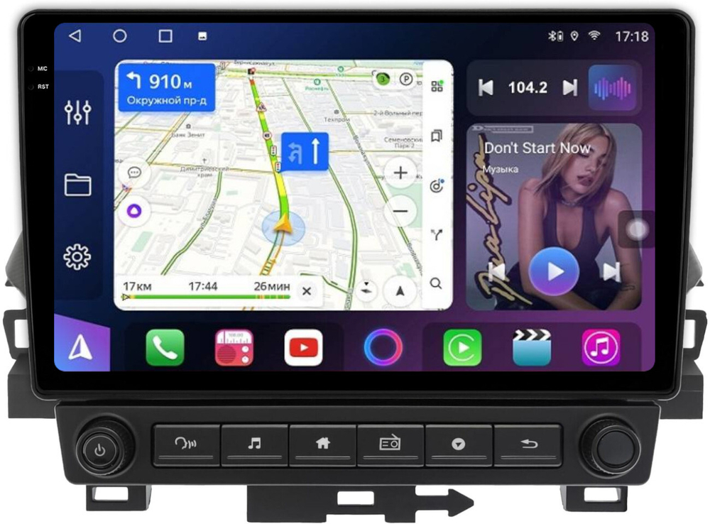 Магнитола для Mitsubishi Eclipse Cross (ШГУ-планшет, рамка с крутилками) - FarCar BM9-7763F3 монитор 9.5" QLED на Android 14, TS10, 4+32Гб, CarPlay, 4G SIM-слот