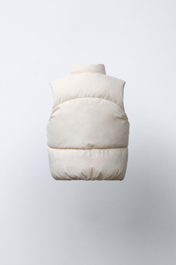 ZARA СТЕГАНЫЙ ЖИЛЕТ WATER REPELLENT, ЭКРЮ