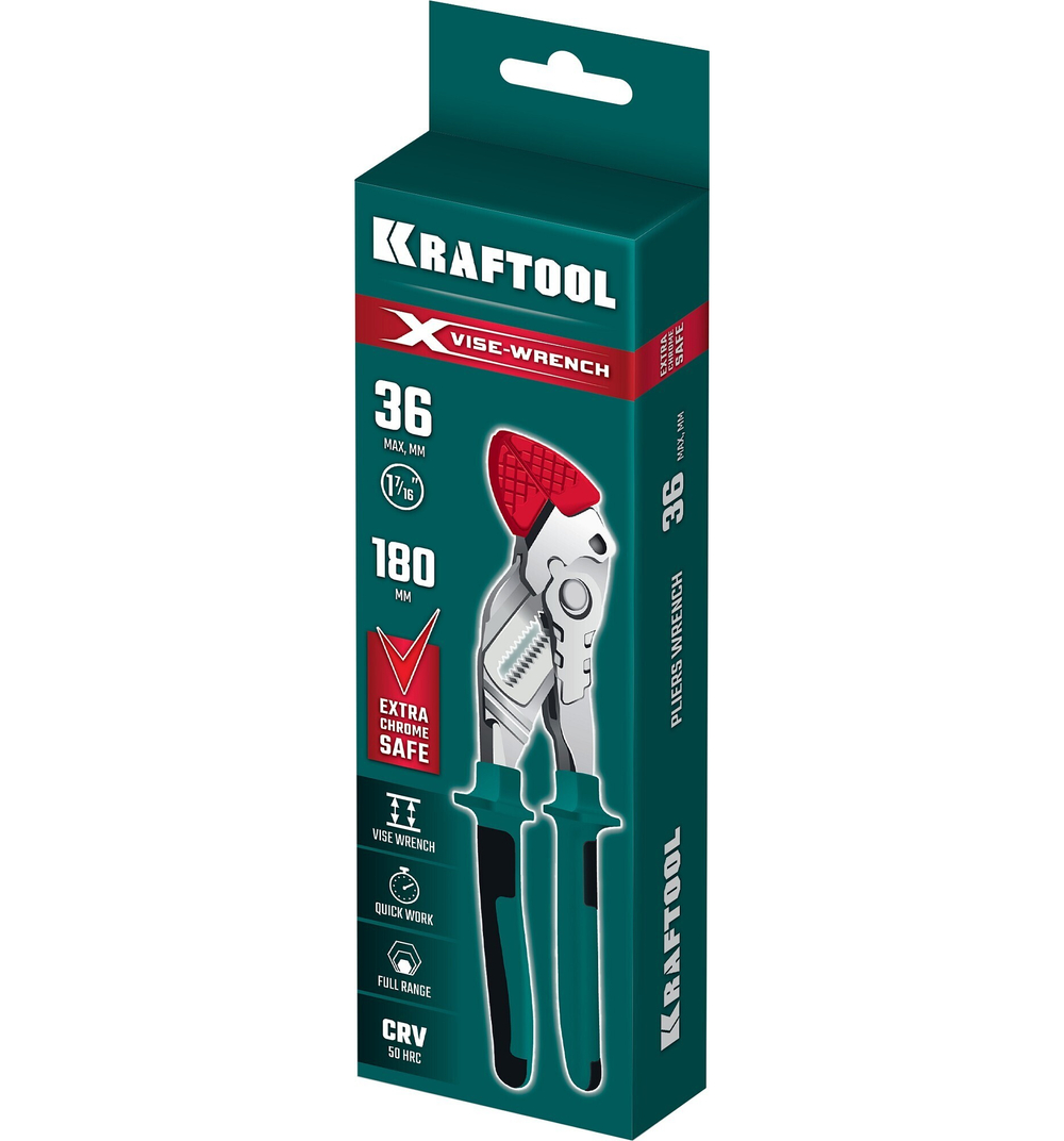 KRAFTOOL VISE-WRENCH X, 180 мм, клещи переставные-гаечный ключ (22066)