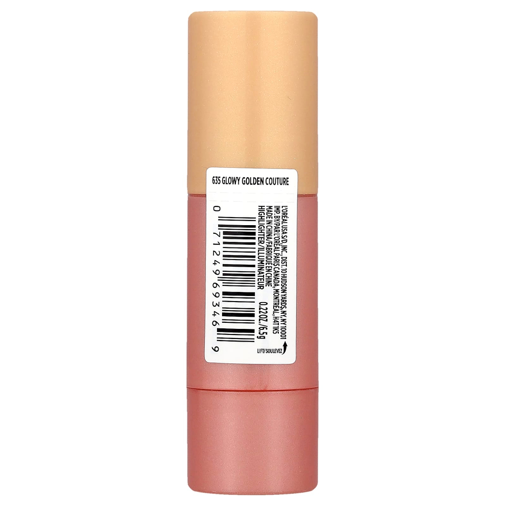 L'Oréal, Lumi, хайлайтер-стик Le Glow, 635 Glowy Golden Couture, 6,5 г (0,22 унции)
