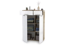 Комод Лайн 13.121 дуб серый craft K 002 PW / белый глянец пвх