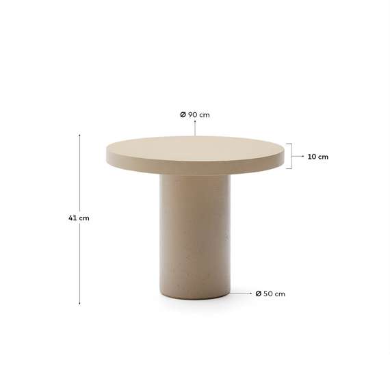 Aiguablava Журнальный столик бежевый цементный Ø90 см