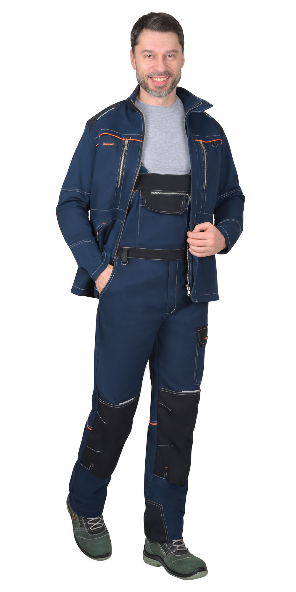Костюм "ШАТЛ-РОСС" куртка, полукомбинезон, синий с черным