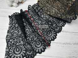 Кружево ЭЛАСТИЧНОЕ черное мелкие цветы 20 см
