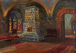 Соловьева Г.С. (1908–1984) Теремной дворец. Эскиз к картине. Холст, масло. СССР. 1950-е.