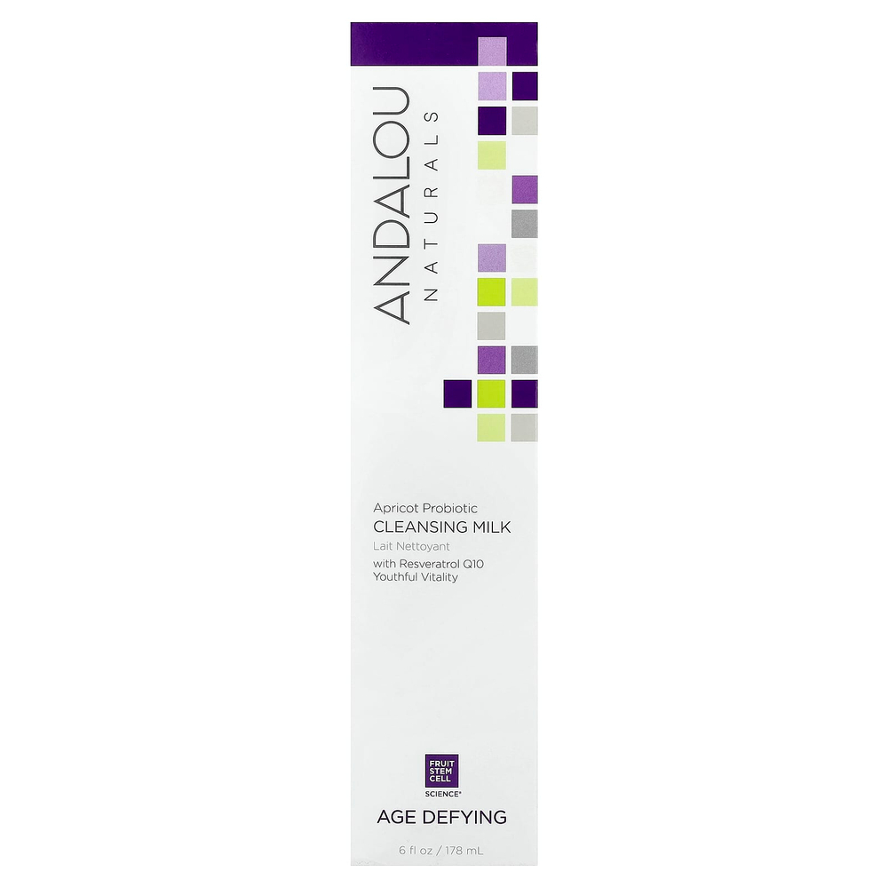 Andalou Naturals, очищающее молочко с абрикосовыми пробиотиками, антивозрастное, 178 мл (6 жидк. унций)