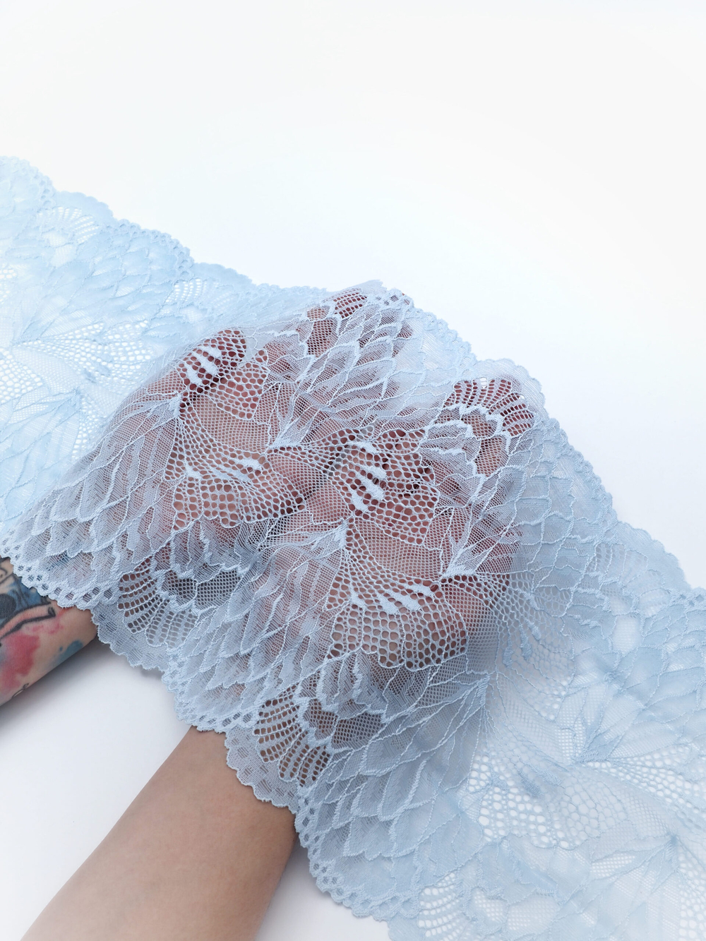 Эластичное кружево для белья цвет нежно-голубой ширина 22 см