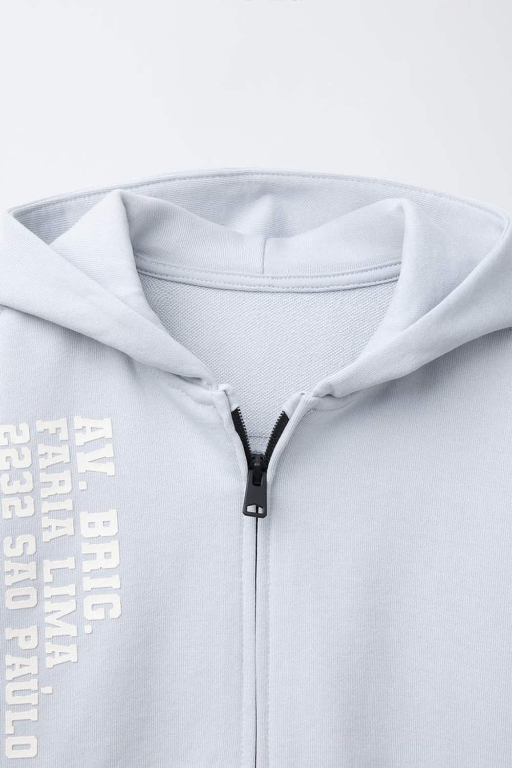 ZARA ХУДИ С МОЛНИЕЙ И НАДПИСЬЮ, СВЕТЛО-СЕРЫЙ