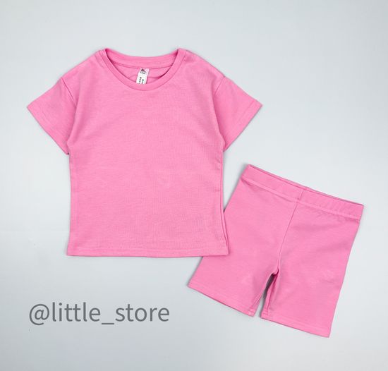 Комплект хлопковый с велосипедками, Розовый