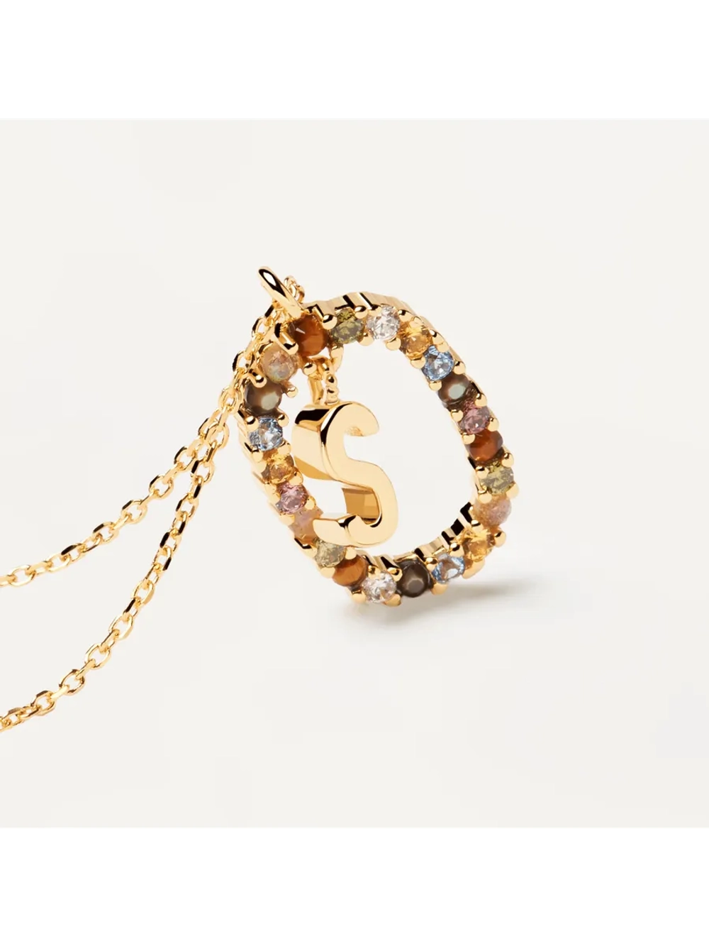 Колье Буква S серебро 925 пробы покрытое золотом