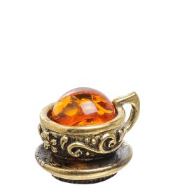 Народные промыслы AM-1755 Фигурка «Чашечка» (латунь, янтарь)