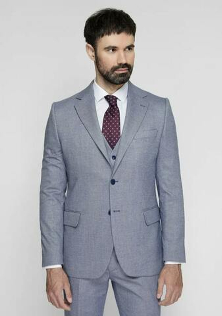 Мужской классический костюм тройка (голубой) Б2