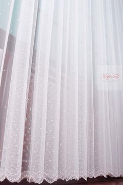 Тюль Горошки-2 французская сетка (белый)