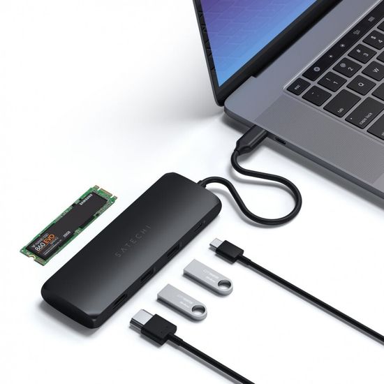 USB-хаб Satechi USB-C Hybrid Multiport Adapter черный (ST-UCHSEK)