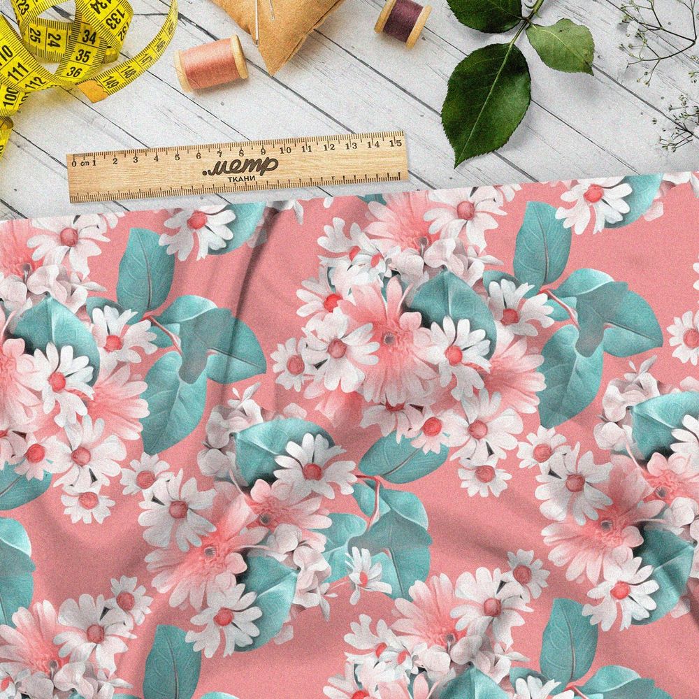 Ткань бязь смелый и красочный букет