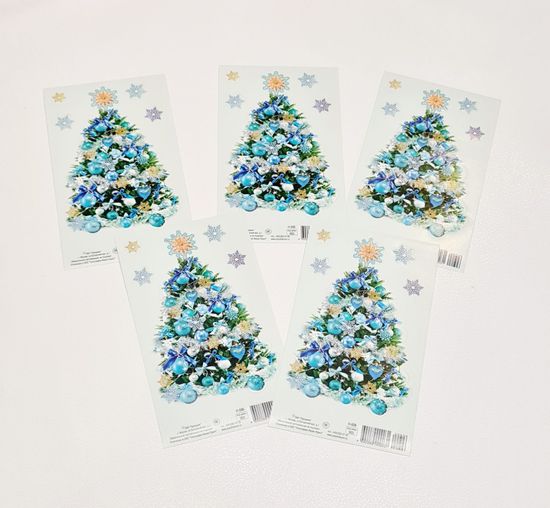 Набор новогодних наклеек шарики, 5 штук